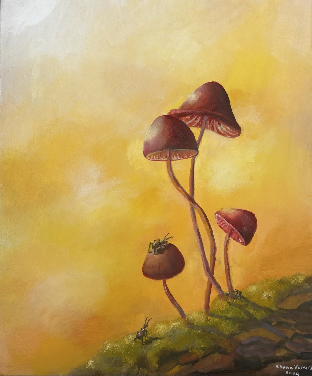 Mushroom Family — Lena Vanurina painting detail, texture — details