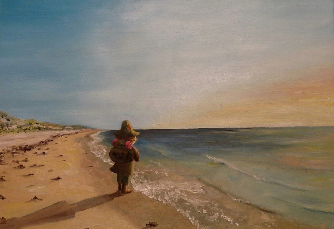 Childhood Crush — Lena Vanurina figurative painting, nostalgia, private collection, oil on canvas